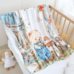 6-layer printed cotton swaddle wrap for baby shower gift