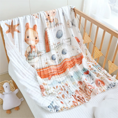 6-layer printed cotton swaddle wrap for baby shower gift