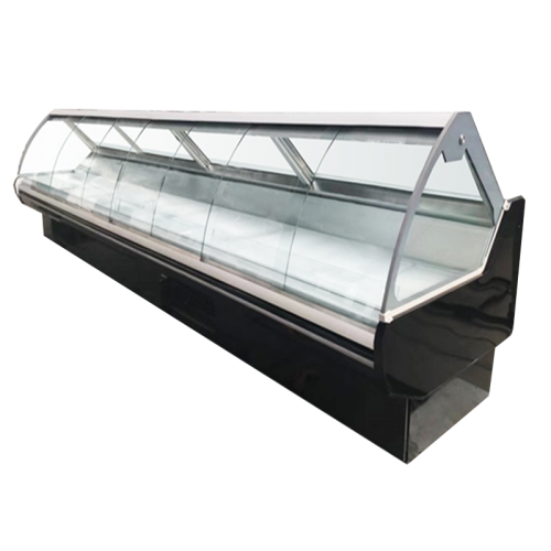 Commercial deli food display refrigerator with freezer storage for deli