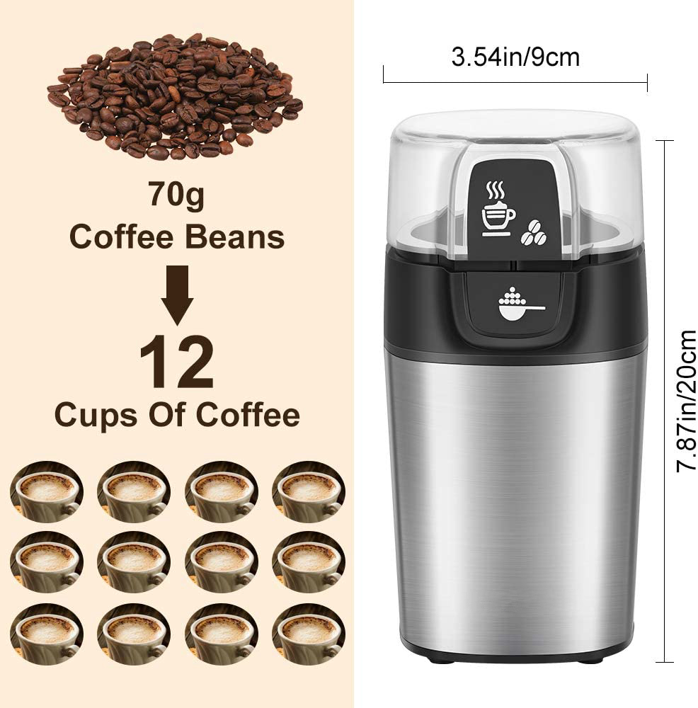 Coffee Grinder Electric, MOSAIC Herb Grinder, Spice Blender and Espresso  Grinder with 2 Dishwahser Safe Stainless Steel Bowls for Coffee, Herb and