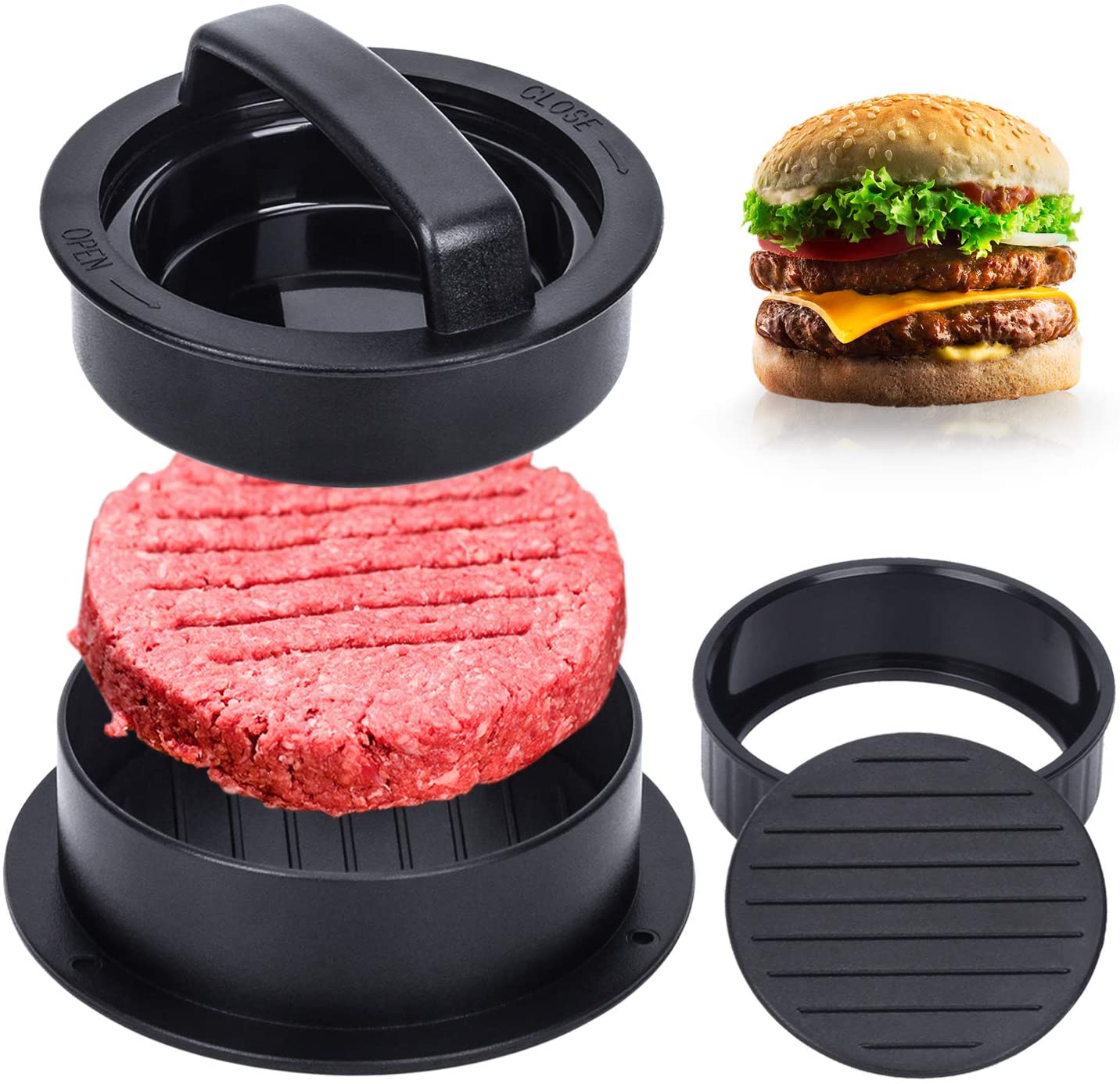 Burger Press Patty Maker to Make Stuffed Burger, Sliders Burger, Beef Burger, Hamburger Press Patty Maker Non Stick Meat and Easy to Clean