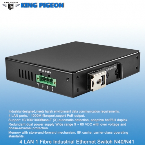 King Pigeon-Rugged Industrial Ethernet Switch (4LAN, Dual Power Inputs ...