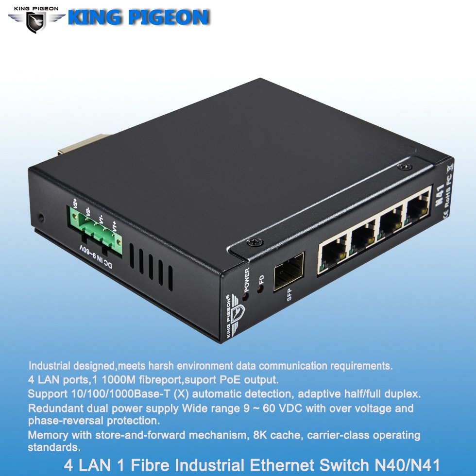 King PigeonRugged Industrial Switch (4LAN, Dual Power Inputs