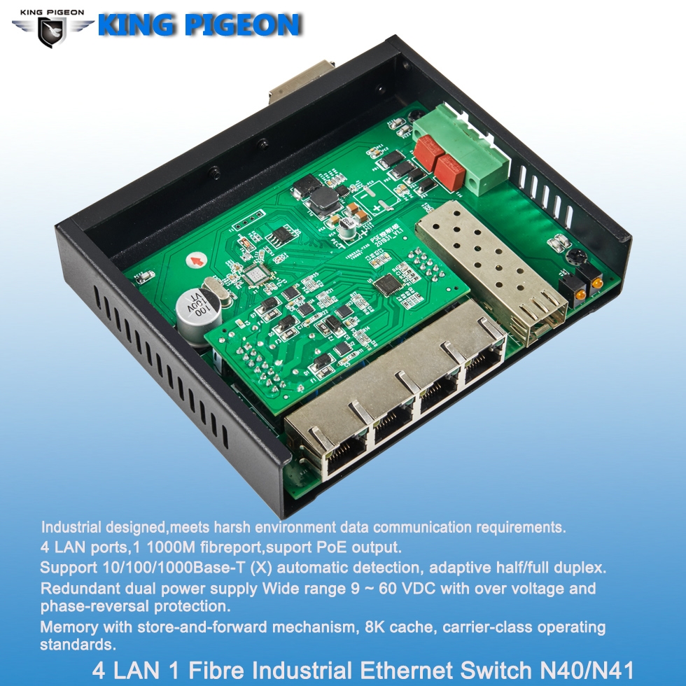 King PigeonRugged Industrial Switch (4LAN, Dual Power Inputs
