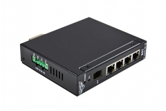Interruptor Ethernet Industrial resistente (4LAN 1 puerto de fibra, entradas de alimentación Dual, salida PoE)