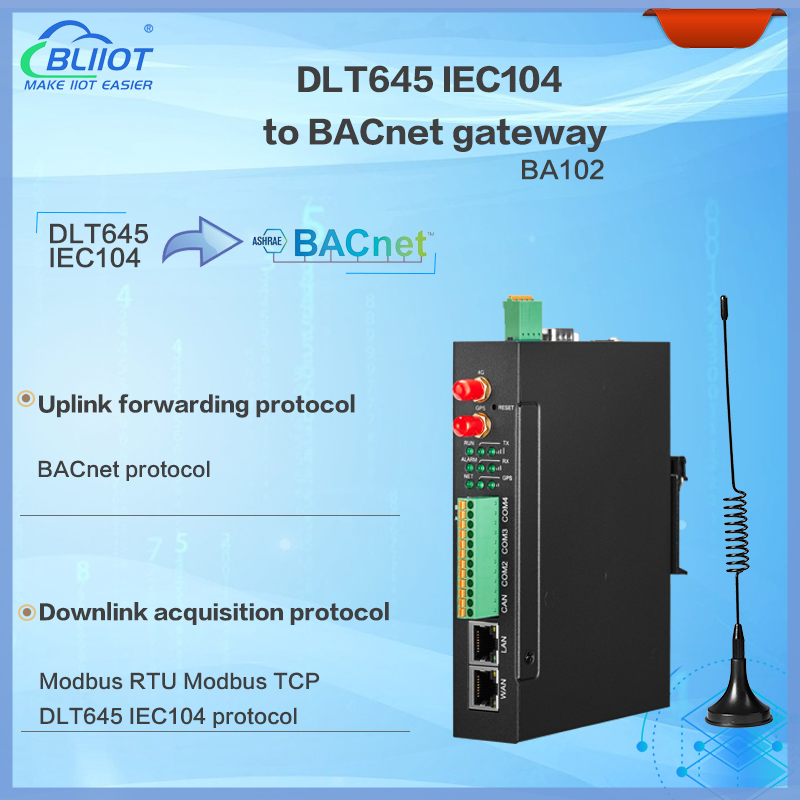 BLIIoT BA102 DLT645 IEC104 to BACnet Gateway