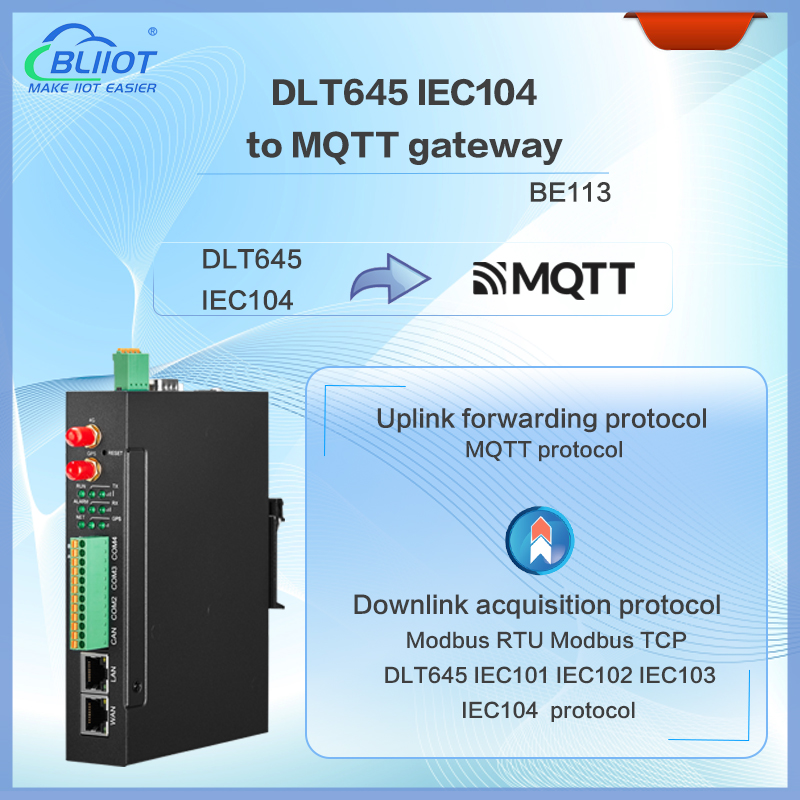 BLIIoT BE113 DLT645 and IEC104 to MQTT gateway