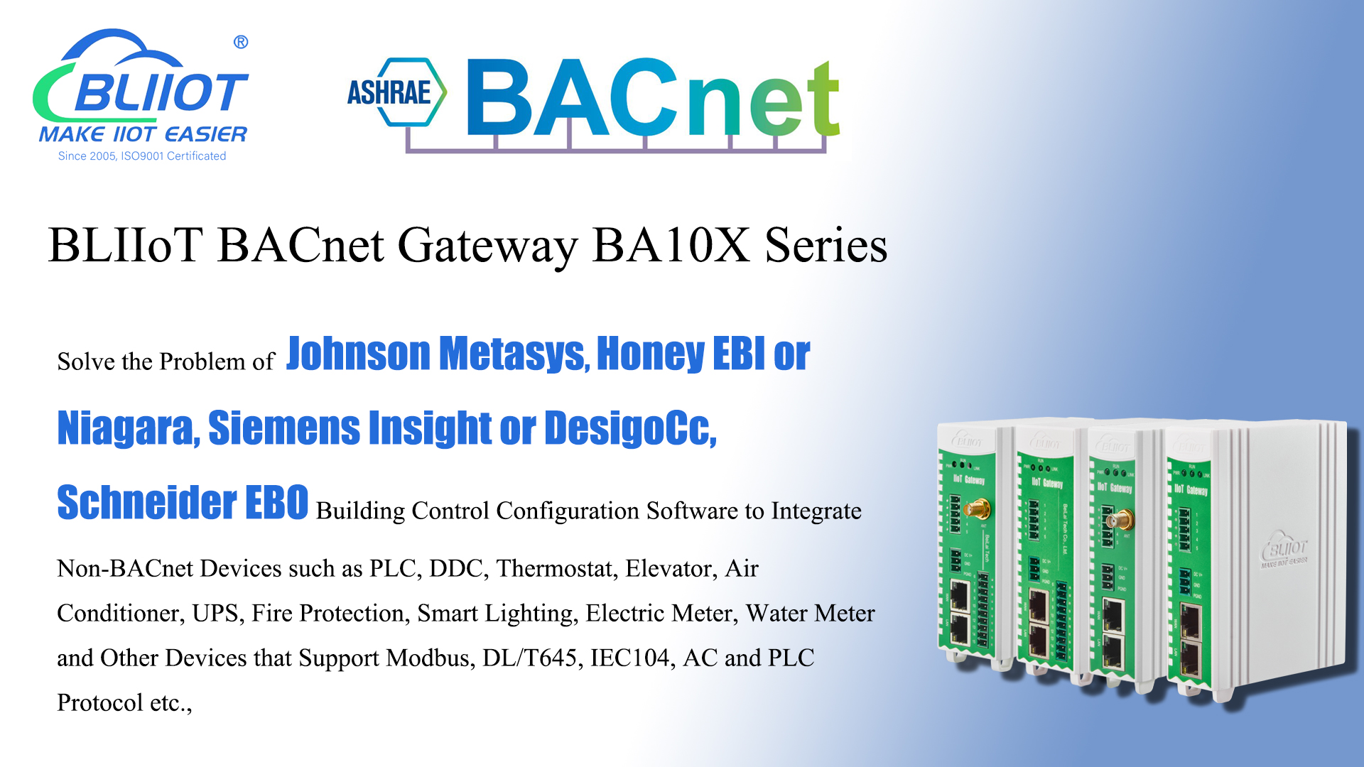 BLIIoT Building Automation BACnet Gateway BA10X Series