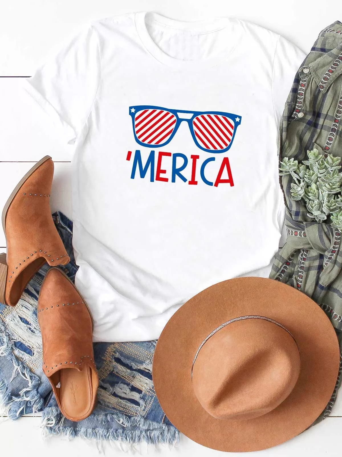 America Flag Glasses T-Shirt