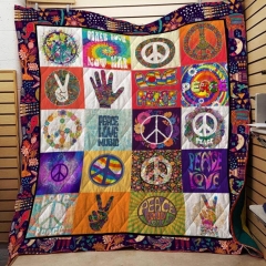 Love Peace Music Blanket Quilt