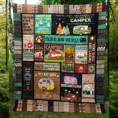 This Is How We Roll Camping Blanket Quilt Brown