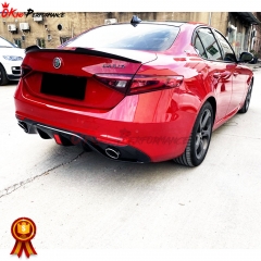 Carbon Fiber LED Brake Light Rear Diffuser For Alfa Romeo Giulia Base Ti 2016-2023