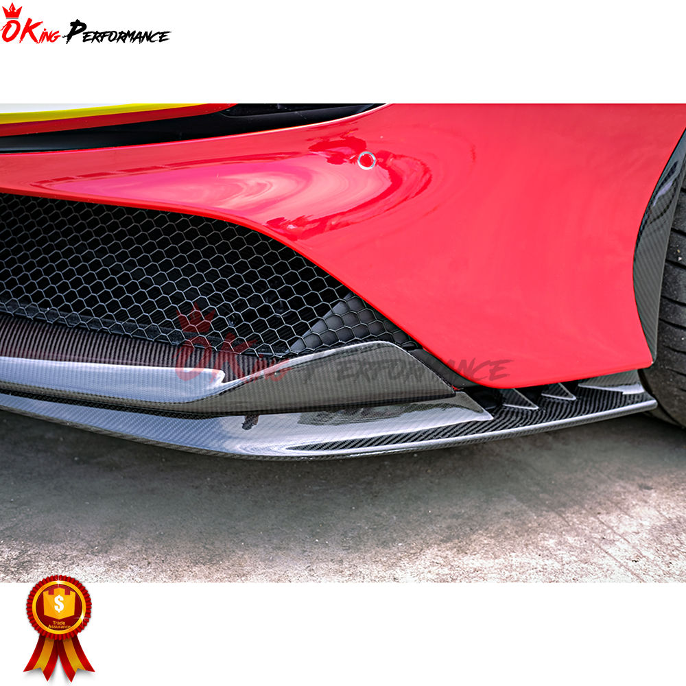 Oem Style Dry Carbon Fiber Front Splitter For Ferrari Sf90 Canards