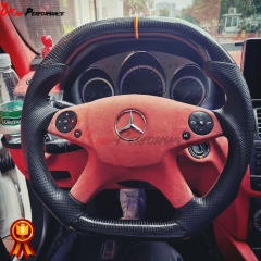 Customize Carbon Fiber Perforated Leather Steering Wheel For Mercedes Benz E-Class W212 2013-2016