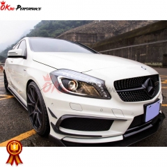 RevoZport Style Carbon Fiber Front Lip For Mercedes-Benz A-class W176 A250 A260 A45 AMG 2013-2015