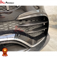 Dry Carbon Fiber Front Bumper Canards For Mercedes Benz W167 GLE 450 2020-2023