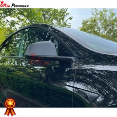 Matte Finished Carbon Fiber (CFRP) Mirror Cover Stick On For Tesla Model Y 2020-2022
