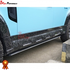 Oking Style Dry Forged Carbon Fiber Side Skirt Fender Wheel Trims Extensions For Land Rover Defender 2020-2024