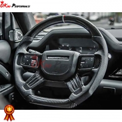 Customize Carbon Fiber & Perforated Leather Steering Wheel For Land Rover Defender