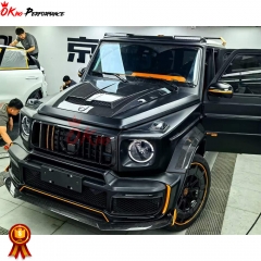 G900 Rocket Style Dry Carbon Fiber Front Lip For Mercedes Benz G Class W464 G63 AMG Brabus 2019-2022