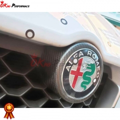 Dry Carbon Fiber Front LOGO Emblem Cover Trim For Alfa Romeo Giulia 2016-2023