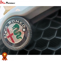 Dry Carbon Fiber Front LOGO Emblem Cover Trim For Alfa Romeo Giulia 2016-2023