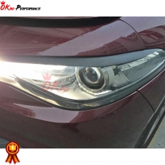 Dry Carbon Fiber Headlight Eyebrows Eye Lid Trim For Alfa Romeo Giulia 2015-2021