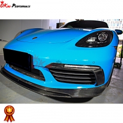 TechArt Style Carbon Fiber Front Bumper Light Cover For Porsche 718 Cayman Boxster 2016-2020