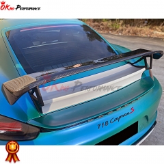 TechArt Style Carbon Fiber Rear Spoiler For Porsche 718 Cayman Boxster 2016-2020