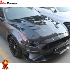 C Style Carbon Fiber Hood With Glass For Ford Mustang 2015-2017