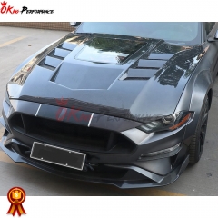 C Style Carbon Fiber Hood With Glass For Ford Mustang 2015-2017