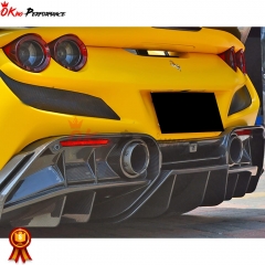 PT Style Dry Carbon Fiber Rear Diffuser (NEED FIT WITH SPLTTER) For Ferrari F8 2020-2022