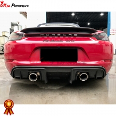 GT4 Style Matt Finished Carbon Fiber Rear Diffuser For 718 Cayman Boxster 2016-2019