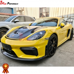 GT4 Style Half Dry Carbon Fiber Front Bumper For Porsche 718 Cayman Boxster 2016-2019