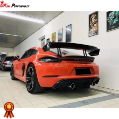 GT4 Style Matt Finished Carbon Fiber Rear Diffuser For 718 Cayman Boxster 2016-2019