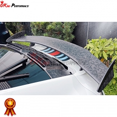 TopCar Style Dry Carbon Fiber Rear Spoiler With Primer Base With Engine Cover Set For Porsche 911 992 Carrera S 2019-2023