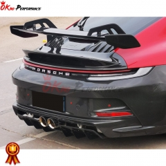 GT3 Style Full Dry Carbon Fiber Rear Spoiler & Engine Cover & Rear Trunk Set For Porsche 911 992 Carrera S 2019-2023