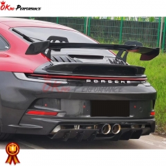 GT3 Style Full Dry Carbon Fiber Rear Spoiler & Engine Cover & Rear Trunk Set For Porsche 911 992 Carrera S 2019-2023