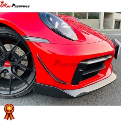 MIW Style Dry Carbon Fiber Front Bumper Canards For Porsche 911 992 Carrera S 2019-2023