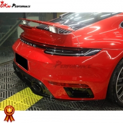 Turbo Style Dry Carbon Fiber Rear Spoiler Set (Primed Bracket & Primed Base) For Porsche 911 992 2019-2023