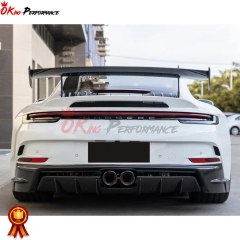 GT3 Style Primed Dry Carbon Fiber Rear Spoiler Base Rear Spoiler & Engine Cover & Rear Trunk Set For Porsche 911 992 Carrera S 2019-2023