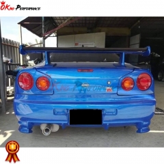 OEM Style Carbon Fiber Jun High Elevated Rear Spoiler GT Wing For Nissan R34 GTR 1998-2002