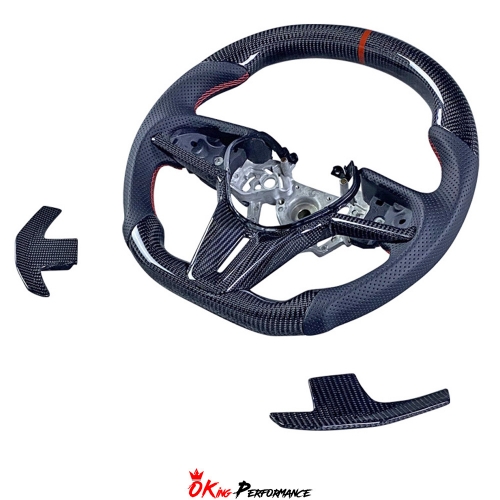 Customize Style Carbon Fiber Perforated Steering Wheel With Center Trim And Shift Paddle For Nissan R35 GTR 2017-2019