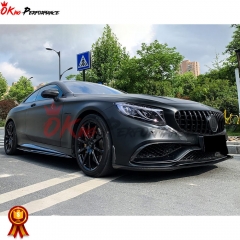 Black Sails Style Carbon Fiber Front Bumper Center Trim For Mercedes Benz C217 W217 S63 S65 AMG Coupe 2014-2020