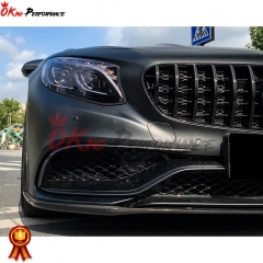 Black Sails Style Carbon Fiber Front Bumper Center Trim For Mercedes Benz C217 W217 S63 S65 AMG Coupe 2014-2020