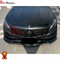 Black Sails Style Carbon Fiber Front Bumper Center Trim For Mercedes Benz C217 W217 S63 S65 AMG Coupe 2014-2020