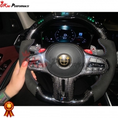 Customize Carbon Fiber Perforated Leather LED Display Steering Wheel For BMW 3 Series G20 2019-2025
