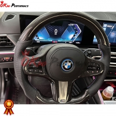 Customize Carbon Fiber Perforated Leather LED Display Steering Wheel For BMW 3 Series G20 2019-2025