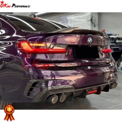 TAKD Style Dry Carbon Fiber Rear Bumper Splitter For BMW 3 Series G20 2019-2022