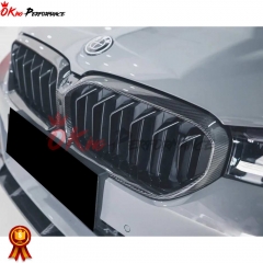 Dry Carbon Fiber Dual Slat Grille For BMW 5 Series G30 G38 LCI 2020-2023